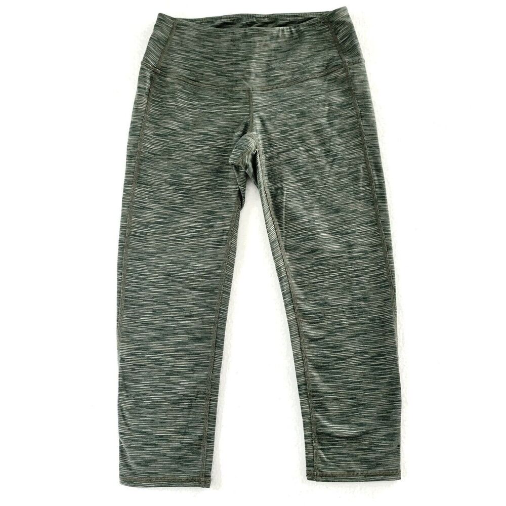 Athleta Energy Chaturanga Cropped Leggings XS Green Low Rise Yoga Pants Workout
